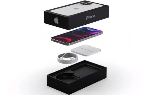 Imagem do iPhone e fones de ouvido na caixa